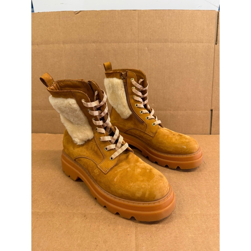 Voile Blanche Cleofe Shearling Lined Suede Lace Up Boots Brown Womens Size 40
